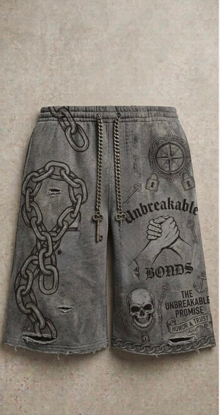 Grey Chain Stride JoggerShorts